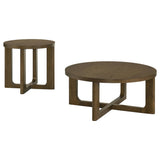  Coaster Furniture Kessler 735998-S2 2-piece Round Sculptural Wood Coffee Table Set - Brown IMAGE 1