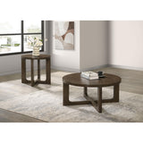  Coaster Furniture Kessler 735998-S2 2-piece Round Sculptural Wood Coffee Table Set - Brown IMAGE 2