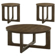  Coaster Furniture Kessler 735998-S3 3-piece Round Sculptural Wood Coffee Table Set - Brown IMAGE 1