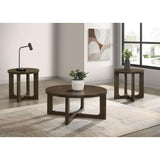  Coaster Furniture Kessler 735998-S3 3-piece Round Sculptural Wood Coffee Table Set - Brown IMAGE 4