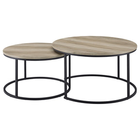  Coaster Furniture Lainey 736040 2-piece Round Nesting Coffee Table - Distressed Pine IMAGE 1