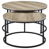  Coaster Furniture Lainey 736040 2-piece Round Nesting Coffee Table - Distressed Pine IMAGE 10