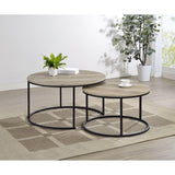 Coaster Furniture Lainey 736040 2-piece Round Nesting Coffee Table - Distressed Pine IMAGE 12