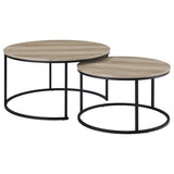  Coaster Furniture Lainey 736040 2-piece Round Nesting Coffee Table - Distressed Pine IMAGE 8