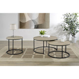 Coaster Furniture Lainey 736040 2-piece Round Nesting Coffee Table - Distressed Pine IMAGE 9