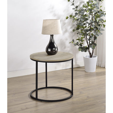  Coaster Furniture Lainey 736047 Round Occasional End Table - Distressed Pine IMAGE 4