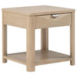 Coaster Furniture Marcelo 736057 Wood End Table with Drawer and Shelf - Light Elm IMAGE 1