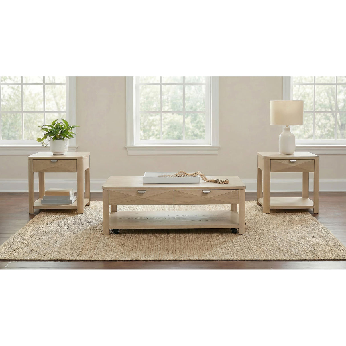  Coaster Furniture Marcelo 736057 Wood End Table with Drawer and Shelf - Light Elm IMAGE 14