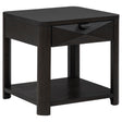  Coaster Furniture Marcelo 736067 Wood End Table with Drawer and Shelf - Coffee IMAGE 1