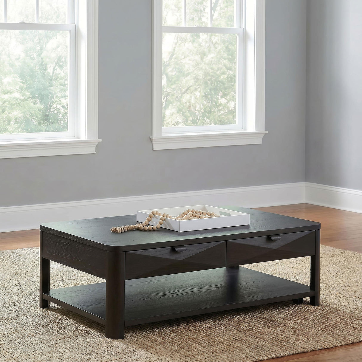  Coaster Furniture Marcelo 736068 Wood Coffee Table with 2 Drawers and Shelf - Coffee IMAGE 2