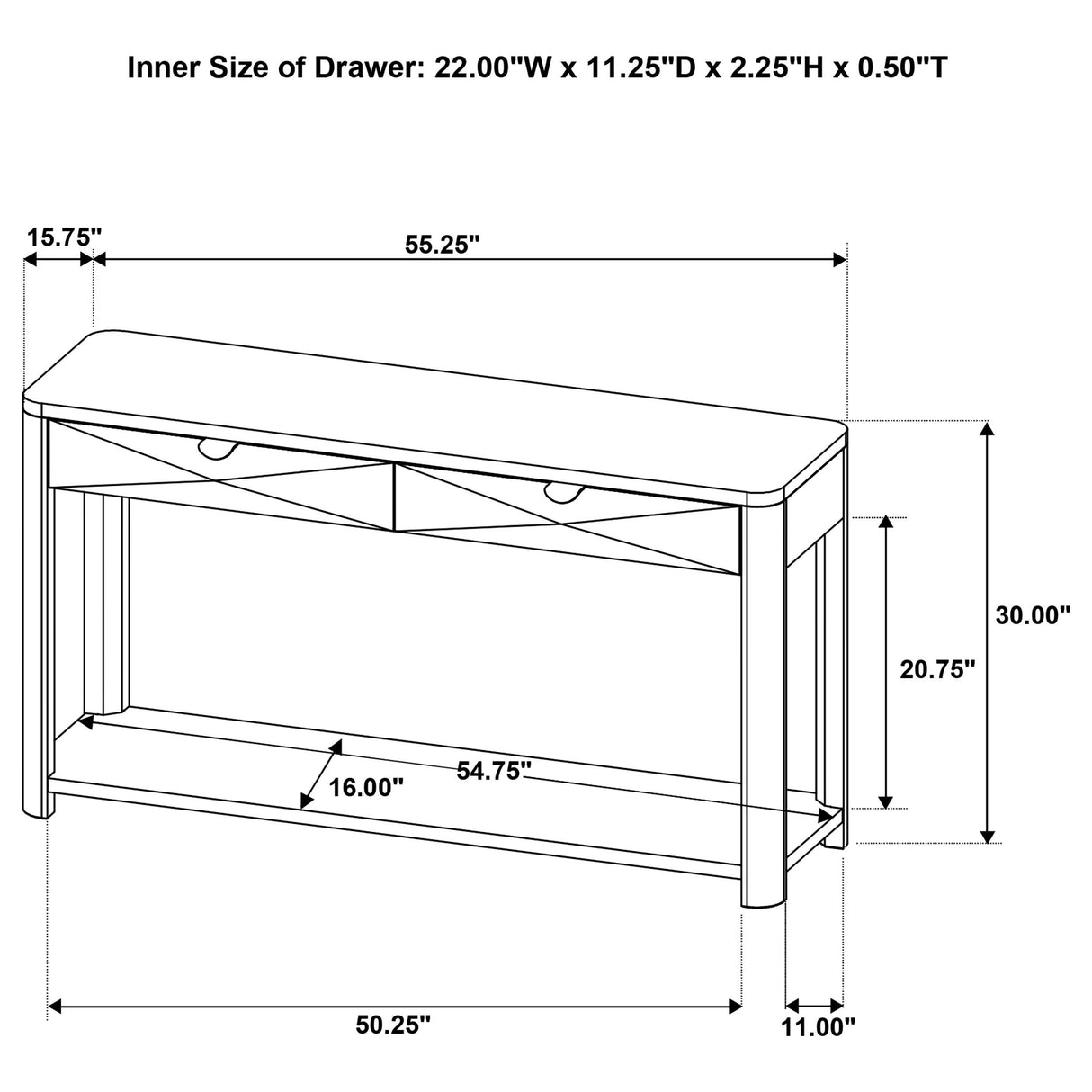  Coaster Furniture Marcelo 736069 Sofa Console Table with 2 Drawers and Shelf - Coffee IMAGE 15