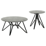  Coaster Furniture Hadi 736178-S2 2-piece Round SmartTop Coffee and End Table Set - Cement IMAGE 1