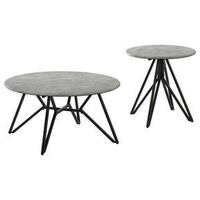  Coaster Furniture Hadi 736178-S2 2-piece Round SmartTop Coffee and End Table Set - Cement IMAGE 1