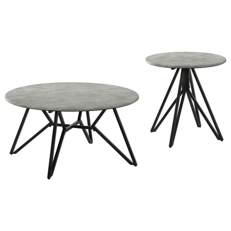  Coaster Furniture Hadi 736178-S2 2-piece Round SmartTop Coffee and End Table Set - Cement IMAGE 1