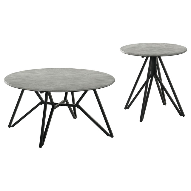  Coaster Furniture Hadi 736178-S2 2-piece Round SmartTop Coffee and End Table Set - Cement IMAGE 1