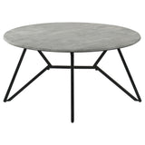  Coaster Furniture Hadi 736178-S2 2-piece Round SmartTop Coffee and End Table Set - Cement IMAGE 4