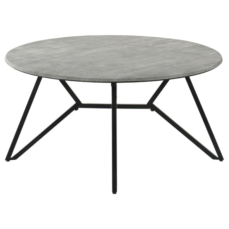  Coaster Furniture Hadi 736178-S2 2-piece Round SmartTop Coffee and End Table Set - Cement IMAGE 4
