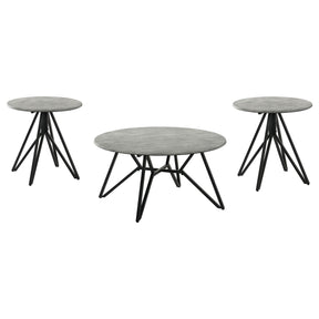  Coaster Furniture Hadi 736178-S3 3-piece Round SmartTop Coffee and End Table Set - Cement IMAGE 1