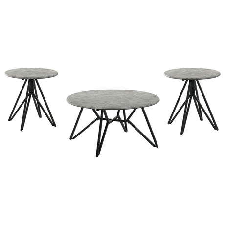  Coaster Furniture Hadi 736178-S3 3-piece Round SmartTop Coffee and End Table Set - Cement IMAGE 1