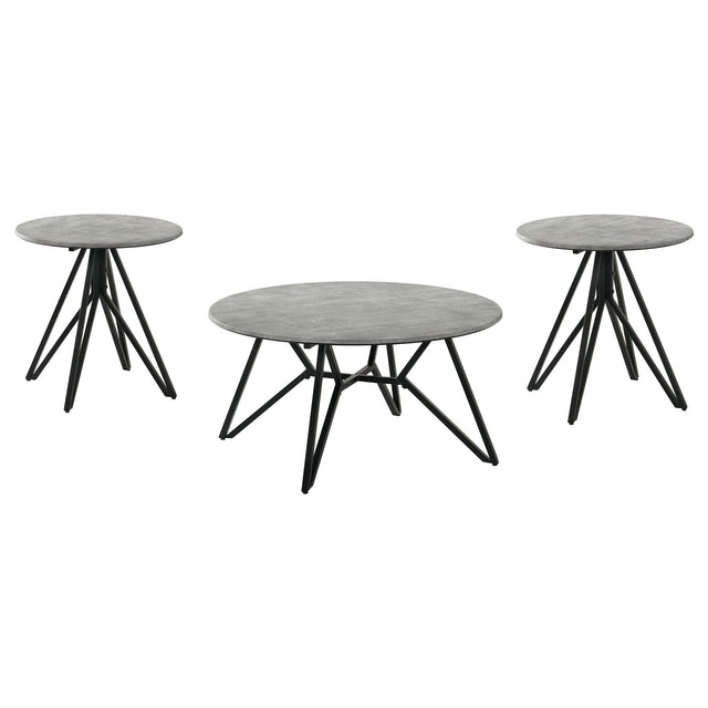  Coaster Furniture Hadi 736178-S3 3-piece Round SmartTop Coffee and End Table Set - Cement IMAGE 1