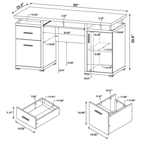  Coaster Furniture Tracy 800788 55-inch 2-drawer Office Computer Desk - Mango IMAGE 10