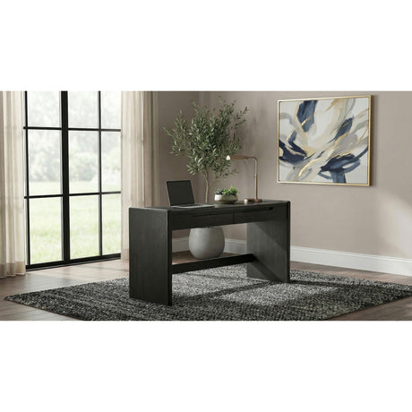 Coaster Furniture Leandro 800790 2-drawer Home Office Writing Desk - Burnished Black IMAGE 4