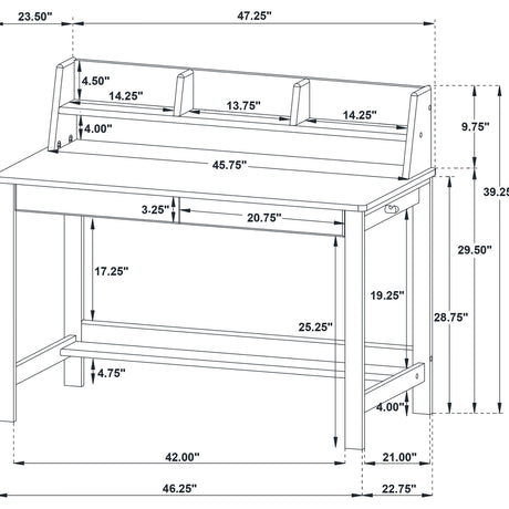  Coaster Furniture Besler 801075 47-inch SmartTop Writing Desk with Shelf - Cement/Natural IMAGE 15
