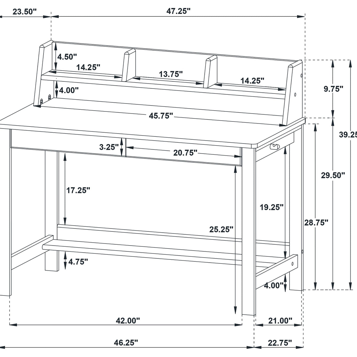  Coaster Furniture Besler 801076 47-inch SmartTop Writing Desk with Shelf - Grey Stone/Black IMAGE 13