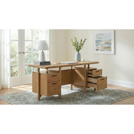  Coaster Furniture Roldan 801115 69-inch 4-drawer Computer Desk with File Drawer - Light Ash IMAGE 3