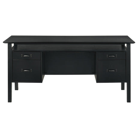  Coaster Furniture Goodson 801586 64-inch 4-Drawer Double Pedestal Computer Desk - Black IMAGE 2