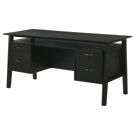  Coaster Furniture Goodson 801586 64-inch 4-Drawer Double Pedestal Computer Desk - Black IMAGE 4