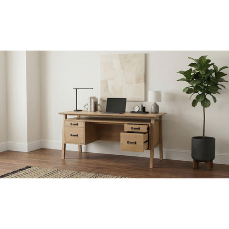  Coaster Furniture Goodson 801587 64-inch 4-Drawer Double Pedestal Computer Desk  - Distressed Light Brown IMAGE 3