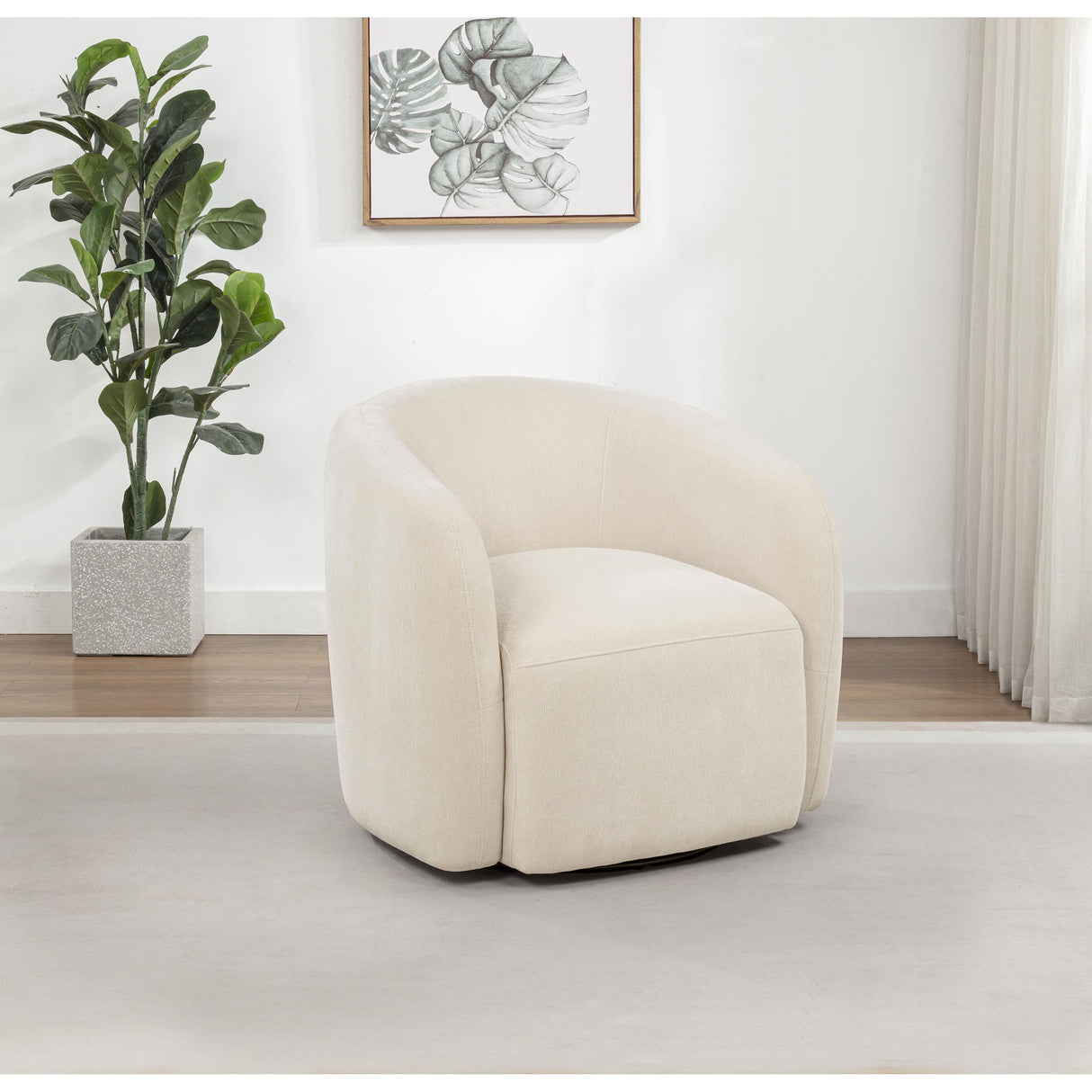  Coaster Furniture Gerley 902473 Chenille Upholstered Swivel Accent Chair - Beige IMAGE 5