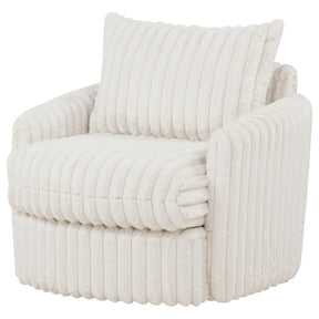  Coaster Furniture Sarco 902541 Corduroy Upholstered Swivel Accent Arm Chair - Ivory IMAGE 1