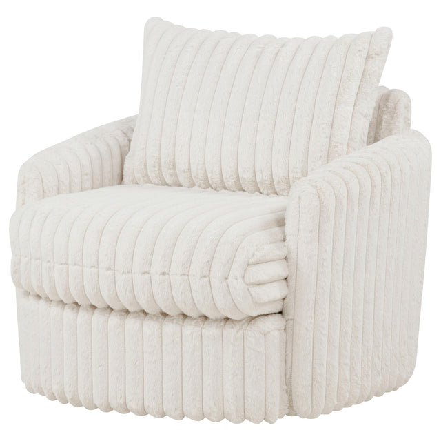  Coaster Furniture Sarco 902541 Corduroy Upholstered Swivel Accent Arm Chair - Ivory IMAGE 1