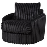  Coaster Furniture Sarco 902542 Corduroy Upholstered Swivel Accent Arm Chair - Black IMAGE 1