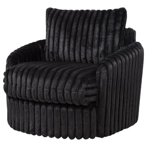  Coaster Furniture Sarco 902542 Corduroy Upholstered Swivel Accent Arm Chair - Black IMAGE 1