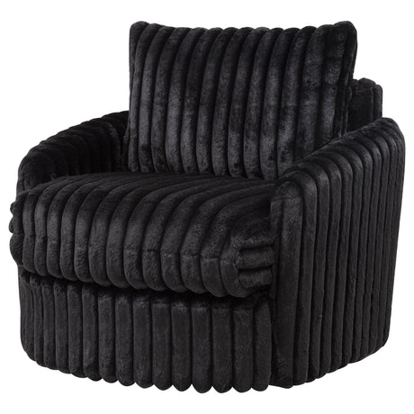  Coaster Furniture Sarco 902542 Corduroy Upholstered Swivel Accent Arm Chair - Black IMAGE 1