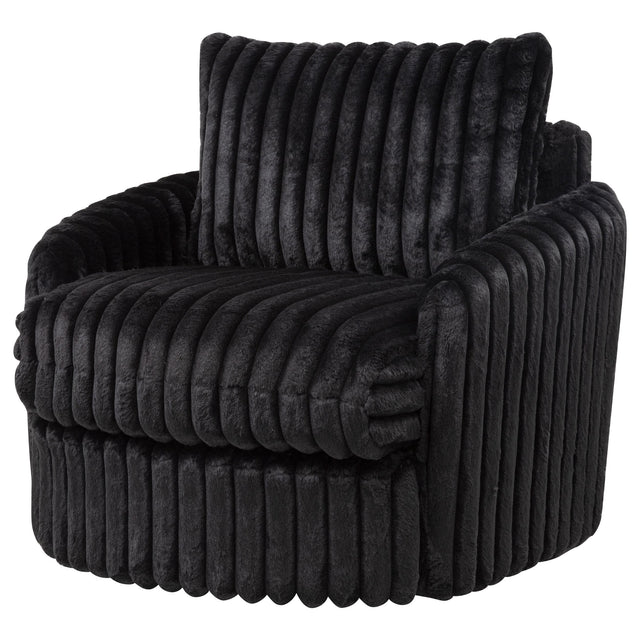  Coaster Furniture Sarco 902542 Corduroy Upholstered Swivel Accent Arm Chair - Black IMAGE 1