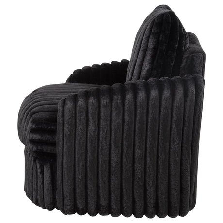  Coaster Furniture Sarco 902542 Corduroy Upholstered Swivel Accent Arm Chair - Black IMAGE 4