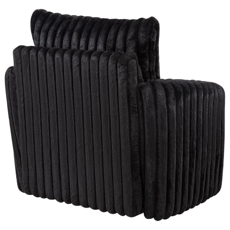  Coaster Furniture Sarco 902542 Corduroy Upholstered Swivel Accent Arm Chair - Black IMAGE 6