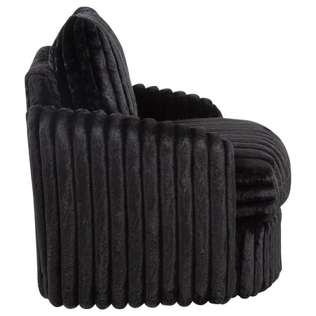  Coaster Furniture Sarco 902542 Corduroy Upholstered Swivel Accent Arm Chair - Black IMAGE 9
