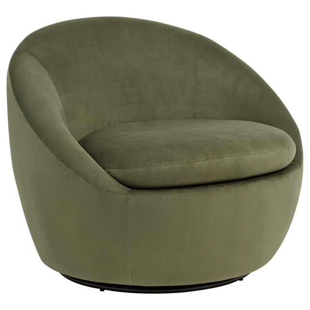  Coaster Furniture Myernick 903229 Velvet Upholstered Swivel Accent Chair - Olive IMAGE 1