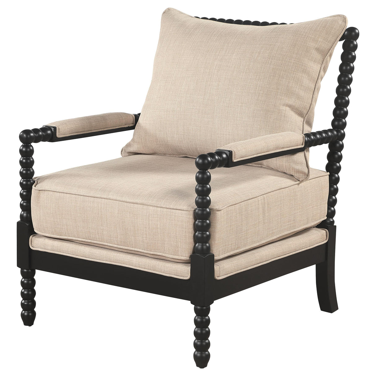  Coaster Furniture Blanchett 903237 Upholstered Bobbin Accent Chair - Beige/Black IMAGE 1