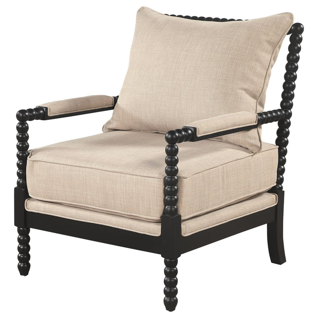  Coaster Furniture Blanchett 903237 Upholstered Bobbin Accent Chair - Beige/Black IMAGE 1