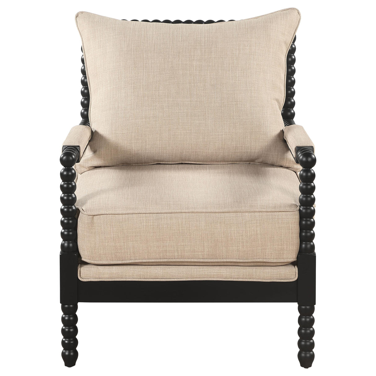  Coaster Furniture Blanchett 903237 Upholstered Bobbin Accent Chair - Beige/Black IMAGE 3