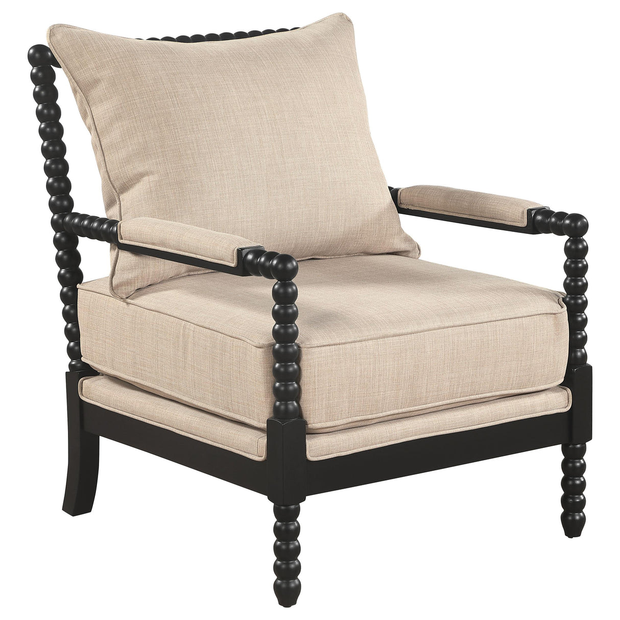  Coaster Furniture Blanchett 903237 Upholstered Bobbin Accent Chair - Beige/Black IMAGE 8