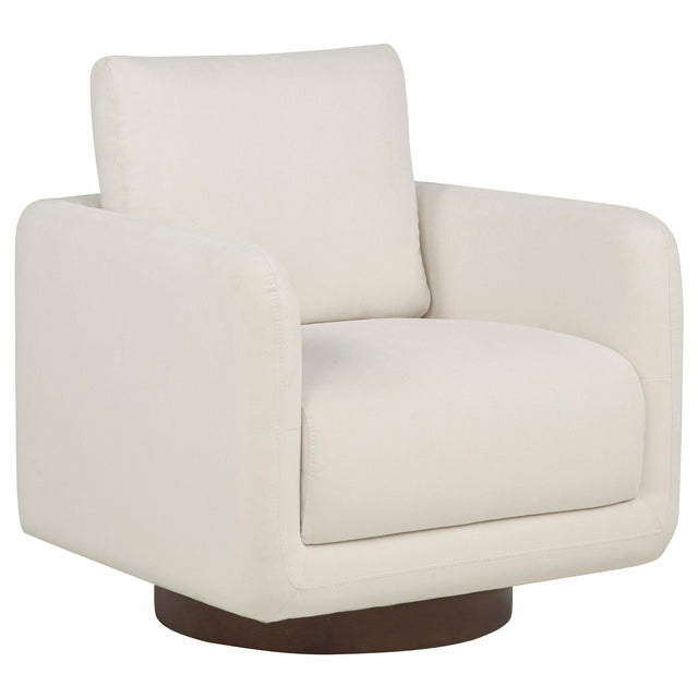  Coaster Furniture Iris 903255 Fabric Upholstered Swivel Accent Chair - Ivory IMAGE 1