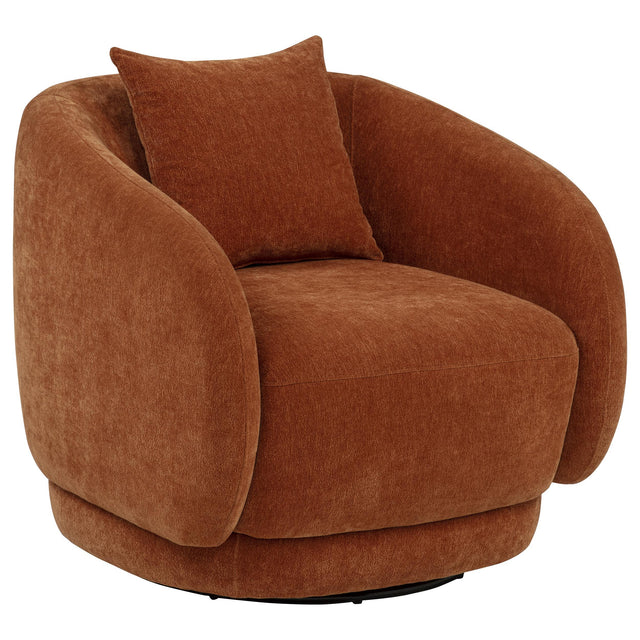  Coaster Furniture Arnaud 903488 Chenille Upholstered Swivel Accent Chair - Burnt Orange IMAGE 1