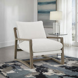  Coaster Furniture Geneva 907509 Boucle Upholstered Wood Arm Accent Chair - Sand IMAGE 2